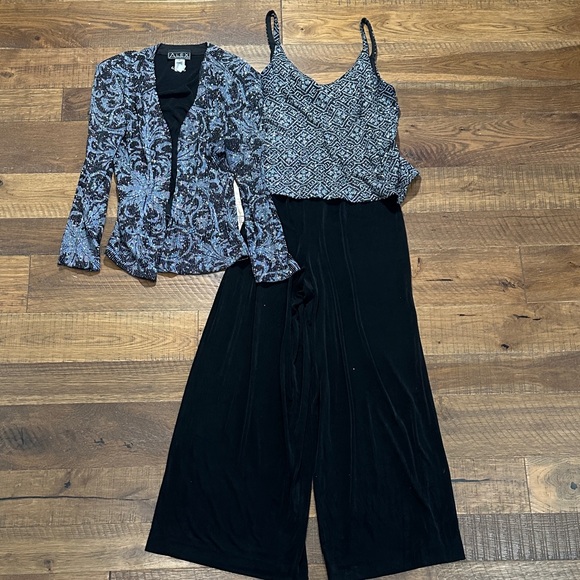 Alex Evenings Black and Silver Wide-Leg Jumpsuit - Picture 4 of 7